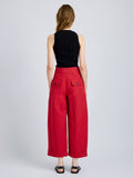 Proenza Schouler Back full length image of model wearing Talla Pant in Washed Cotton in Brick