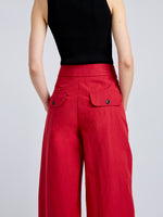 Proenza Schouler Detail image of model wearing Talla Pant in Washed Cotton in Brick