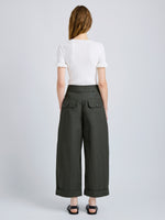 Proenza Schouler Back full length image of model wearing Talla Pant in Washed Cotton in Willow