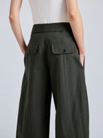 Proenza Schouler Detail image of model wearing Talla Pant in Washed Cotton in Willow