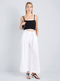 Proenza Schouler Front full length image of model wearing Cropped Raver Pant in Poplin in White