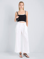 Proenza Schouler Front full length image of model wearing Cropped Raver Pant in Poplin in White