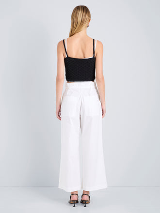 Proenza Schouler Back full length image of model wearing Cropped Raver Pant in Poplin in White