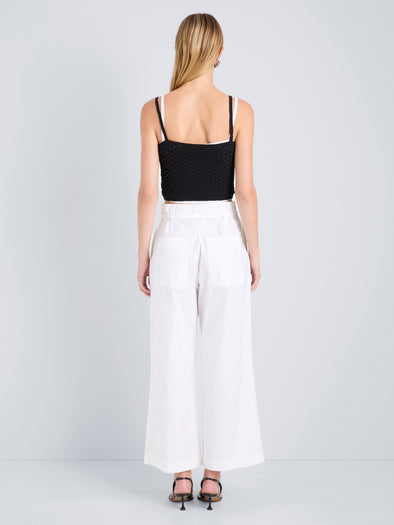 Proenza Schouler Back full length image of model wearing Cropped Raver Pant in Poplin in White