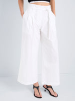 Proenza Schouler Detail image of model wearing Cropped Raver Pant in Poplin in White