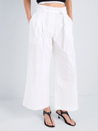 Proenza Schouler Detail image of model wearing Cropped Raver Pant in Poplin in White