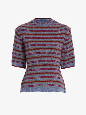 Proenza Schouler Still Life image of Dana Sweater in Stripe Knit in Periwinkle Stripe