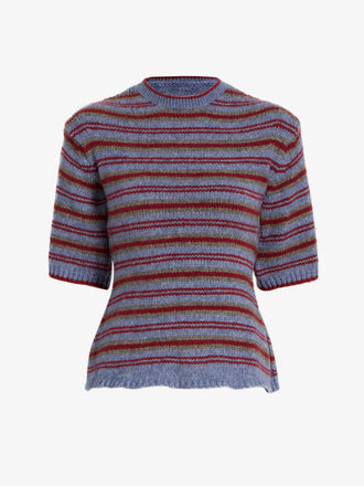 Proenza Schouler Still Life image of Dana Sweater in Stripe Knit in Periwinkle Stripe