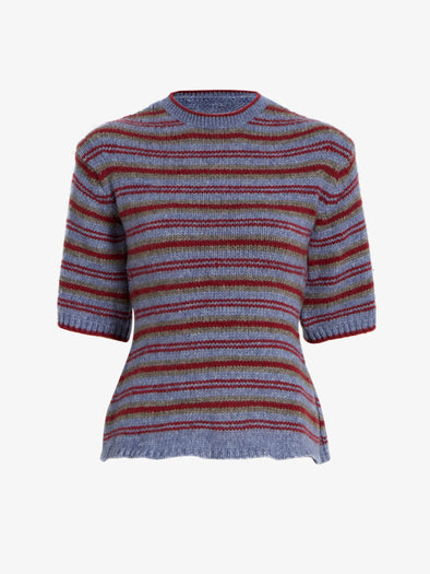Proenza Schouler Still Life image of Dana Sweater in Stripe Knit in Periwinkle Stripe