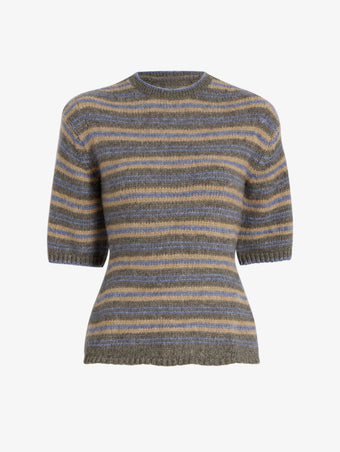 Proenza Schouler Still Life image of Dana Sweater in Stripe Knit in Willow Stripe