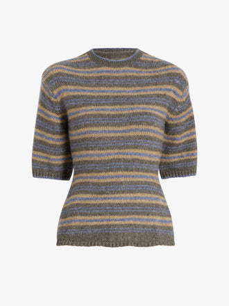 Proenza Schouler Still Life image of Dana Sweater in Stripe Knit in Willow Stripe