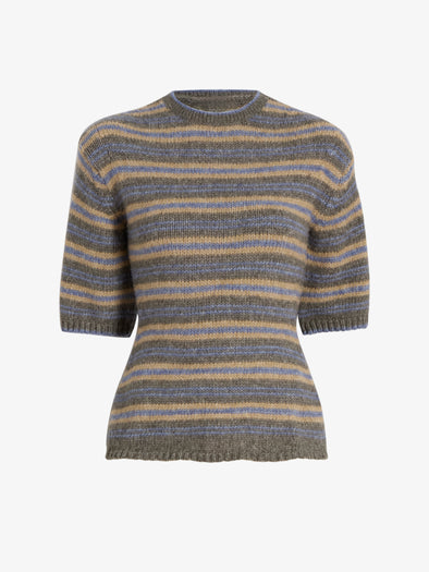 Proenza Schouler Still Life image of Dana Sweater in Stripe Knit in Willow Stripe