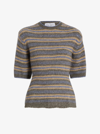 Proenza Schouler Still Life image of Dana Sweater in Stripe Knit in Willow Stripe