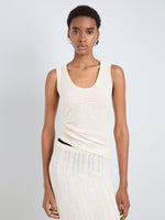 Proenza Schouler Front cropped image of model wearing Lennox Top in Cotton Rib in Butter White