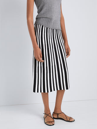 Proenza Schouler Detail image of model wearing Isley Skirt in Cotton Rib in Black Off White