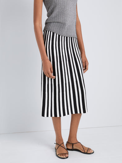 Proenza Schouler Detail image of model wearing Isley Skirt in Cotton Rib in Black Off White