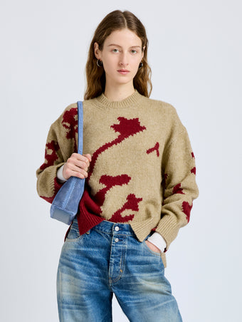 Proenza Schouler Front cropped image of model wearing Cathy Sweater in Wool Knit in BrickBarley