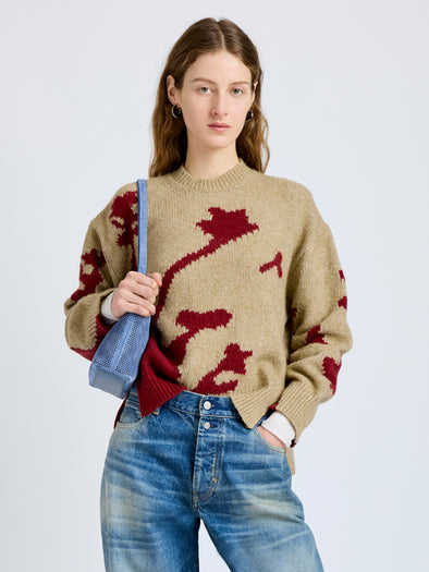 Proenza Schouler Front cropped image of model wearing Cathy Sweater in Wool Knit in BrickBarley