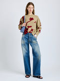 Proenza Schouler Front full length image of model wearing Cathy Sweater in Wool Knit in BrickBarley