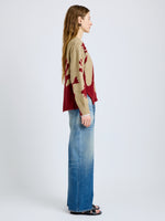 Proenza Schouler Side full length image of model wearing Cathy Sweater in Wool Knit in BrickBarley