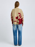 Proenza Schouler Back full length image of model wearing Cathy Sweater in Wool Knit in BrickBarley