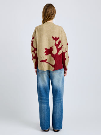 Proenza Schouler Back full length image of model wearing Cathy Sweater in Wool Knit in BrickBarley