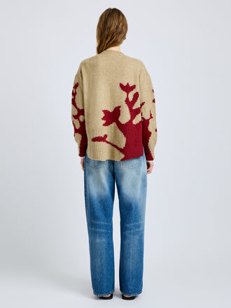 Proenza Schouler Back full length image of model wearing Cathy Sweater in Wool Knit in BrickBarley