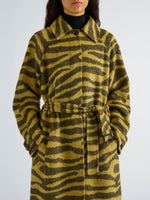 Proenza Schouler Front cropped image of model wearing Juliette Coat in Zebra Jacquard in Hemp Black
