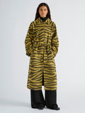 Proenza Schouler Front full length image of model wearing Juliette Coat in Zebra Jacquard in Hemp Black