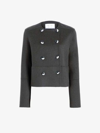 Proenza Schouler Still Life image of Courtney Jacket in Melton in Charcoal Melange