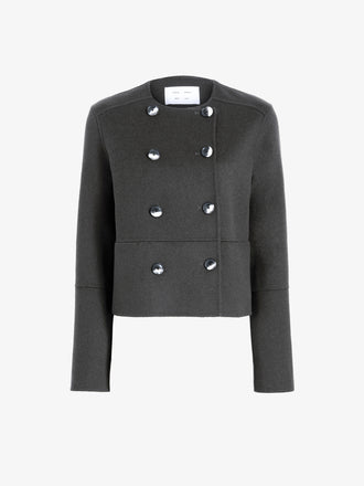 Proenza Schouler Still Life image of Courtney Jacket in Melton in Charcoal Melange