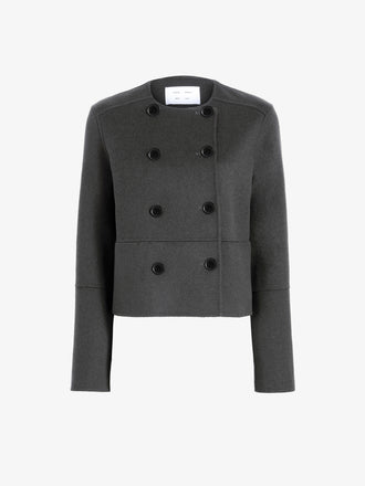Proenza Schouler Still Life image of Courtney Jacket in Melton in Charcoal Melange