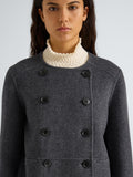 Proenza Schouler Detail image of model wearing Courtney Jacket in Melton in Charcoal Melange