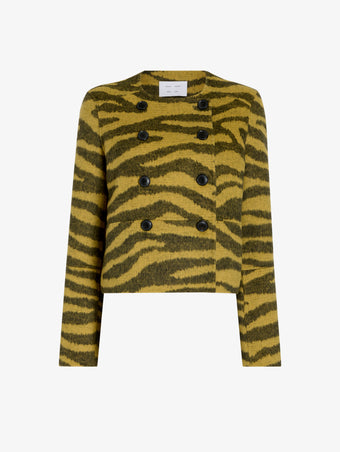 Proenza Schouler Still Life image of Courtney Jacket in Zebra Jacquard in Hemp Black