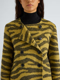 Proenza Schouler Detail image of model wearing Courtney Jacket in Zebra Jacquard in Hemp Black