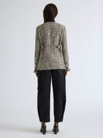 Proenza Schouler Back full length image of model wearing Aurelia Jacket in Tweed in Black White