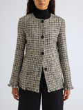 Proenza Schouler Detail image of model wearing Aurelia Jacket in Tweed in Black White