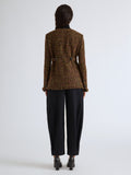 Proenza Schouler Back full length image of model wearing Aurelia Jacket in Tweed in Henna Multi