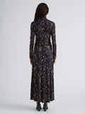Proenza Schouler Back full length image of model wearing Mabel Dress in Jersey in Navy Black Multi