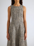 Proenza Schouler Detail image of model wearing Beatrix Dress in Tweed in Black White