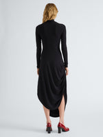 Proenza Schouler Back full length image of model wearing Imogen Dress in Soft Jersey in Black