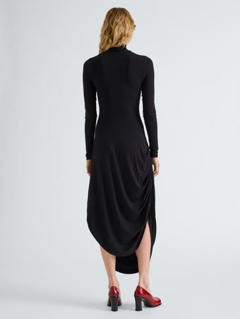 Proenza Schouler Back full length image of model wearing Imogen Dress in Soft Jersey in Black