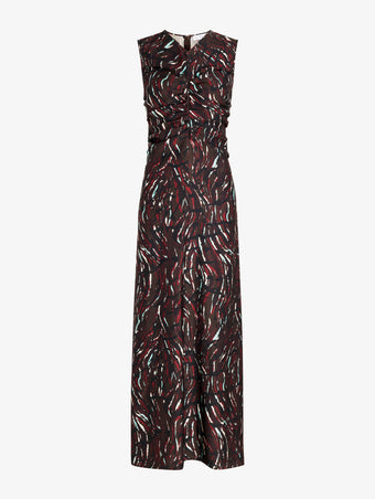 Proenza Schouler Still Life image of Clem Dress in Printed Soft Twill in Coffee Multi