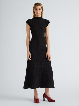 Proenza Schouler Front full length image of model wearing Cleo Dress in Jersey Jacquard in Black
