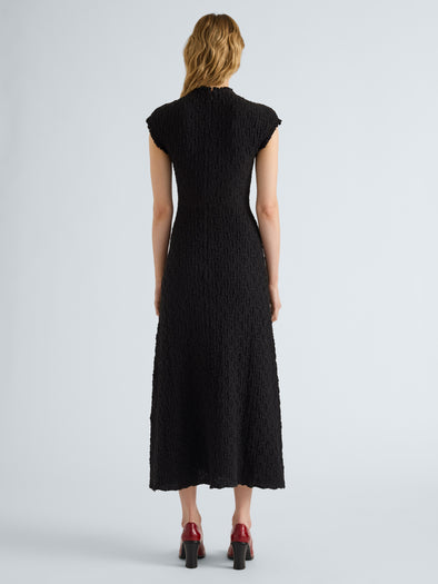 Proenza Schouler Back full length image of model wearing Cleo Dress in Jersey Jacquard in Black