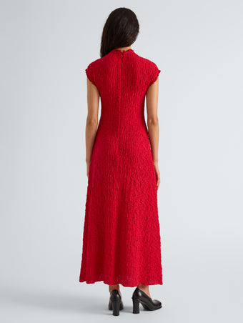Proenza Schouler Back full length image of model wearing Cleo Dress in Jersey Jacquard in Red