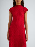Proenza Schouler Detail image of model wearing Cleo Dress in Jersey Jacquard in Red