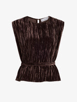 Proenza Schouler Still Life image of Lyra Top in Crushed Velvet in Coffee