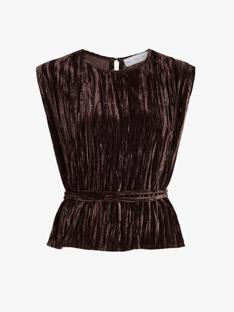 Proenza Schouler Still Life image of Lyra Top in Crushed Velvet in Coffee