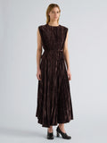 Proenza Schouler Front full length image of model wearing Daphne Skirt in Crushed Velvet in Coffee